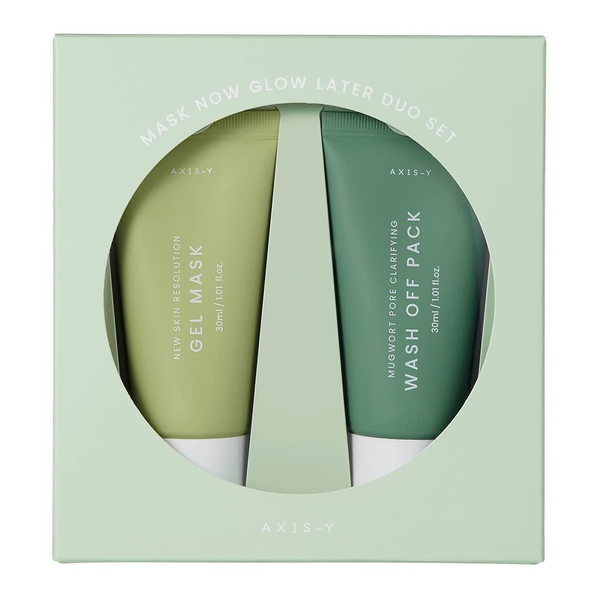 AXIS Y Mask Now Glow Later Wash-Off and Gel Mask Duo Skincare Set, 30 ml