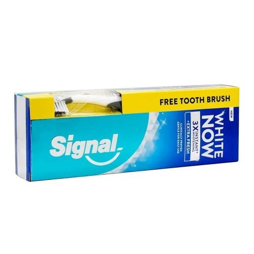 Signal White Now Extra Fresh Toothpaste Brightening Formula with Toothbrush 75ml