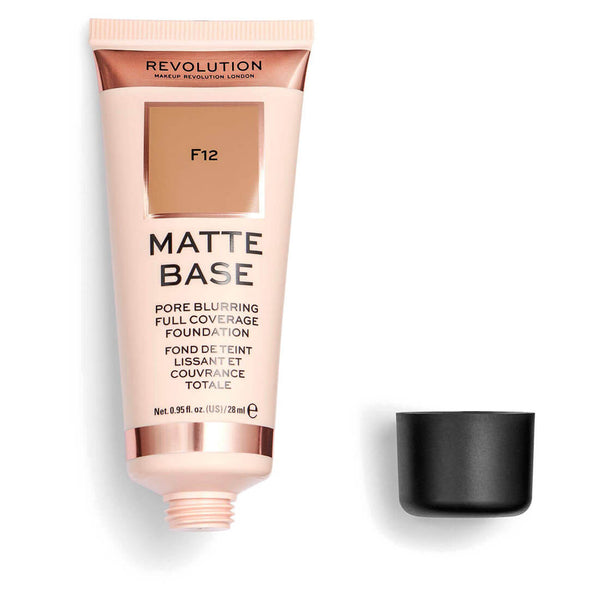 Makeup Revolution Matte Base Foundation Liquid Matte Full Coverage F12 Beige