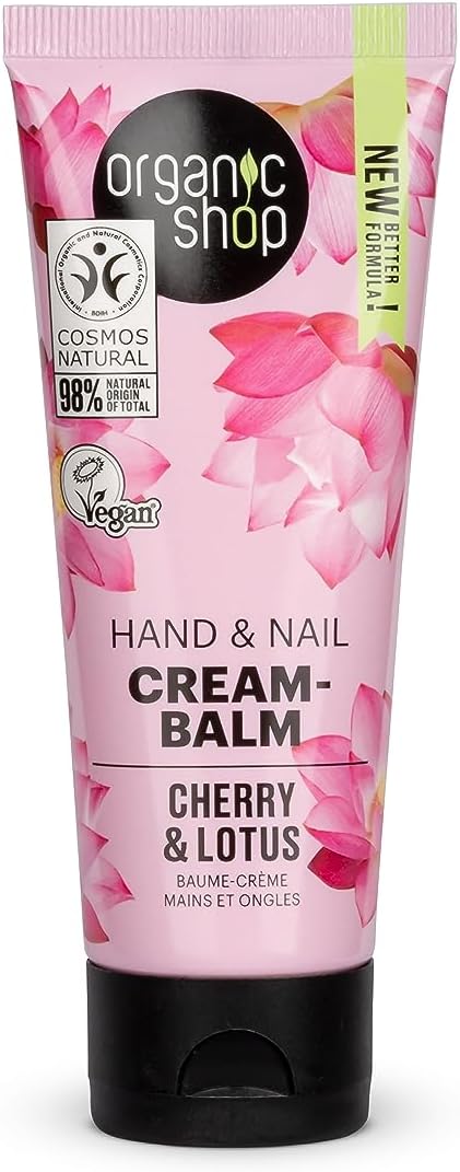 Organic Shop Hand & Nail Cream Balm Cherry and Lotus Moisturizing Cream