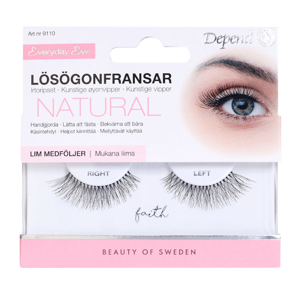 Depend Natural Faith False Eyelashes 9110 Handcrafted Reusable Natural Look with Adhesive