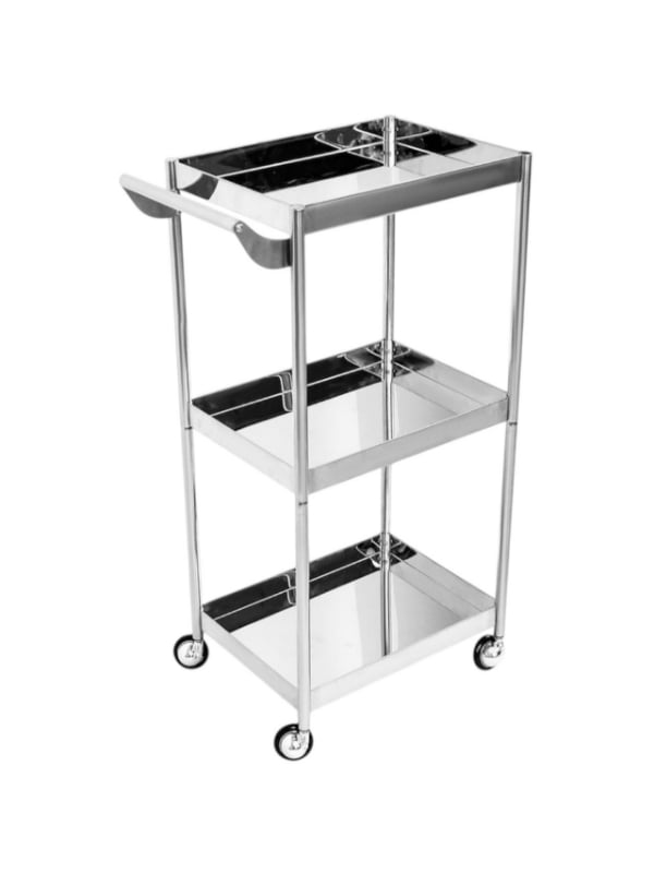 Salon System Multi-Purpose Salon Trolley Stainless Steel 3 Shelves Rolling Organizer