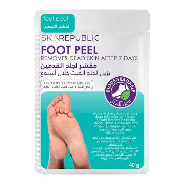 SKIN REPUBLIC Foot Peel Mask with Alpha Hydroxy Acids, Ginkgo Biloba and Vitamin E, 40g