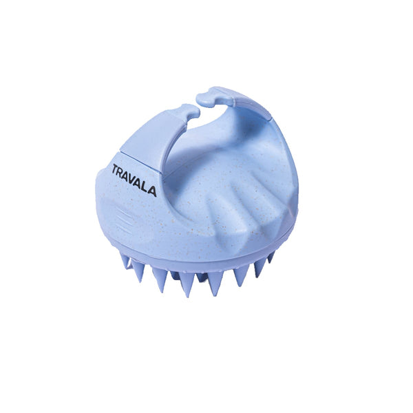 Travala Hair Scalp Massager Brush, Blue, Ergonomic Exfoliating Shower Tool