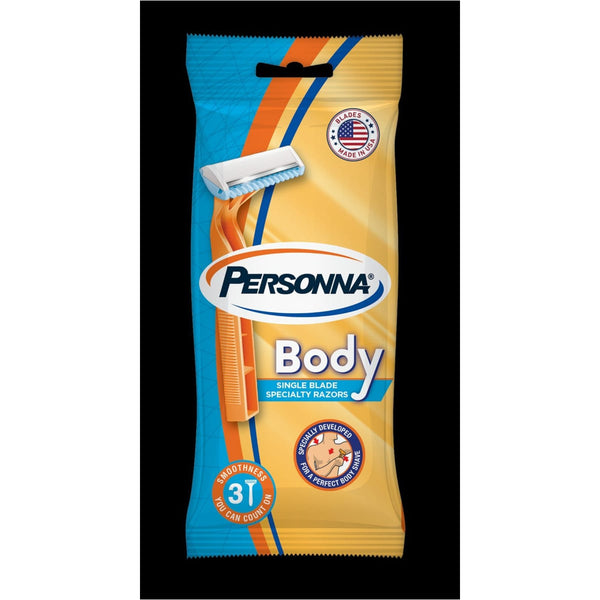 Personna Body Razor Ceramic-Coated Blades Quick-Cleaning Technology 3 Count