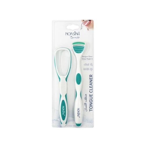 Norsina Tongue Cleaner Flat Surface with Soft Bumps, 2 Pieces