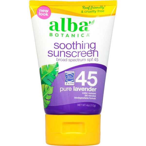 Alba Botanica Sun Protection Cream SPF 45 Broad Spectrum Lavender 118 ml