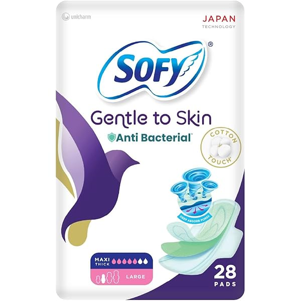 Sofy Anti Bacterial Maxi Large Sanitary Pads With Wings 28 Pcs