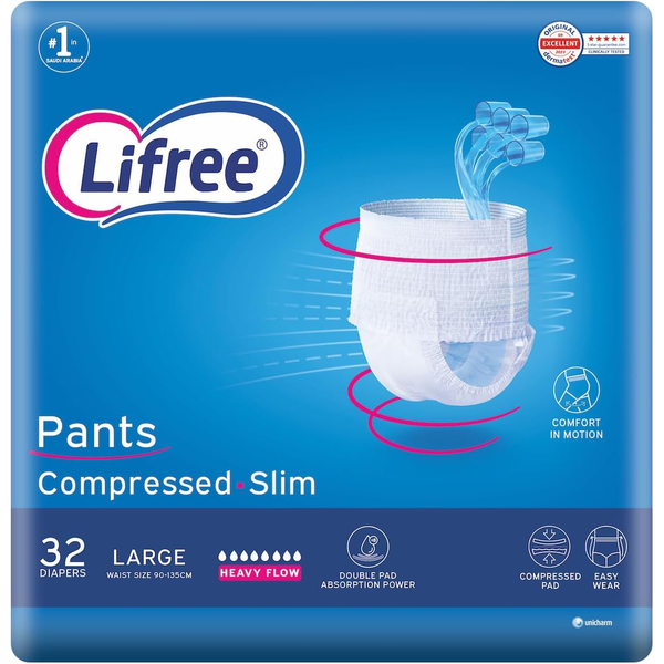 Lifree Adult Diaper Culotte Large Pull-Up Disposable Underwear 32 Pieces