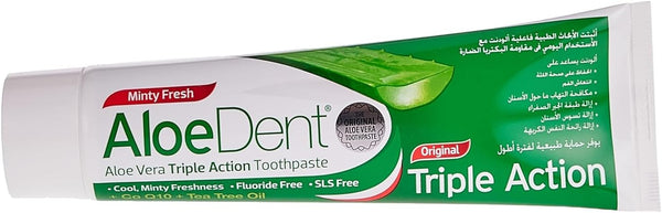Aloedent Triple Action Aloe Vera Toothpaste Fluoride-Free Herbal Formula 100ml