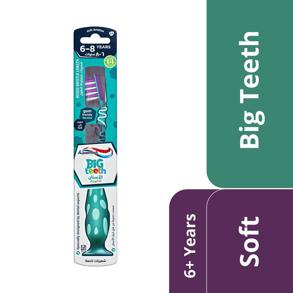 Aquafresh Big Teeth Junior Toothbrush for Kids Aged 6+ with Soft Bristles, 1 Pack