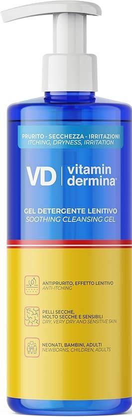 Vitamin Dermina Soothing Cleansing Gel Face & Body Cleanser with Niacinamide, Panthenol & Vitamin E, 500 ml