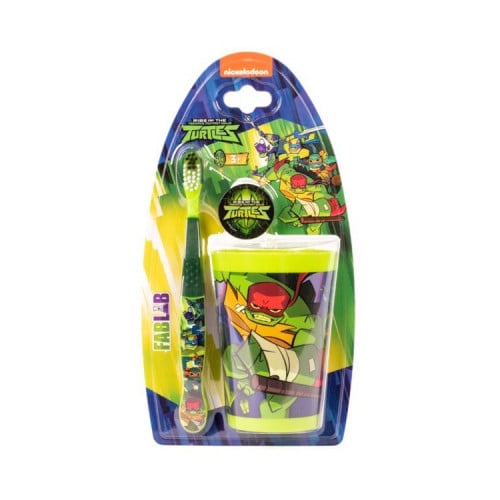 Nickelodeon Ninja Turtles Kids' Toothbrush with Hygienic Cover and Rinse Cup, Super-Soft Bristles