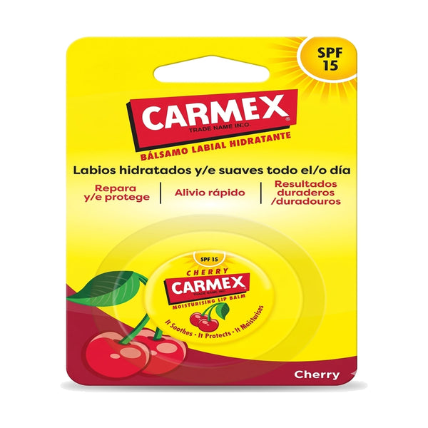 Carmex Cherry Lip Balm Pot SPF 15 Vitamin E Plant Wax 7.5 g