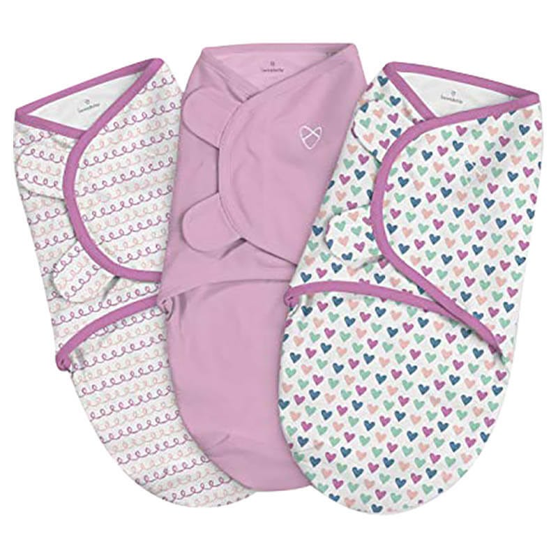 Summer Infant SwaddleMe Original Swaddle 3-Pack 100% Cotton Hearts & Hoops 0-3 Months