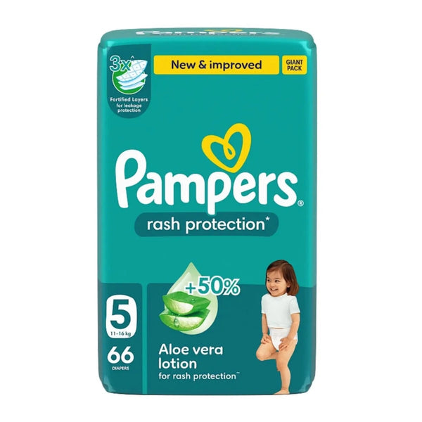 Pampers Rash Protection Taped Diapers Size 5, 66 Diapers
