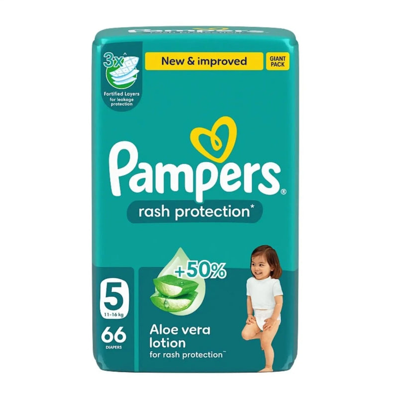 Pampers Rash Protection Taped Diapers Size 5, 66 Diapers