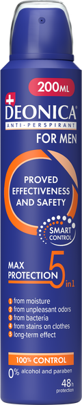Deonica Max 5 Protection Antiperspirant Spray for Men, 48-Hour, 200 ml