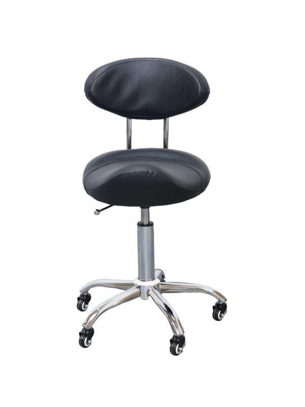 Salon System Worker Chair with Backrest, Hydraulic Height Adjustment, Black, Model 1588-1