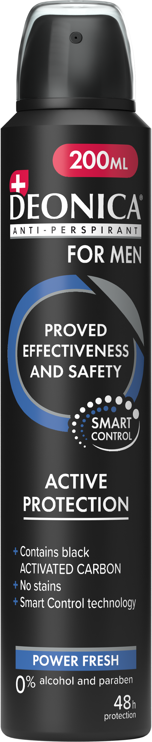 Deonica Active Protection Antiperspirant Spray for Men with Black Charcoal, 200 ml