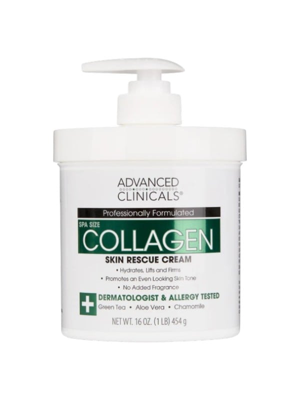 Advanced Clinicals Collagen Body Cream, Fragrance-Free, with Green Tea Aloe Vera and Chamomile
