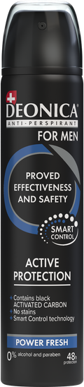 Deonica Active Protection Antiperspirant Spray for Men with Black Charcoal 75 ml