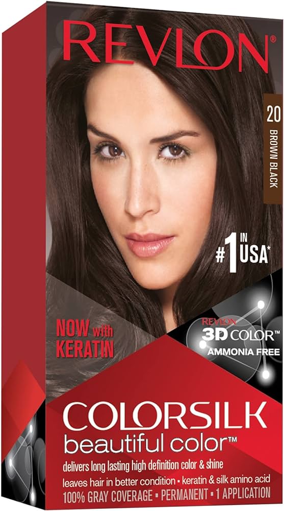 Revlon Colorsilk Permanent Hair Colour Cream Kit, Brown Black 020