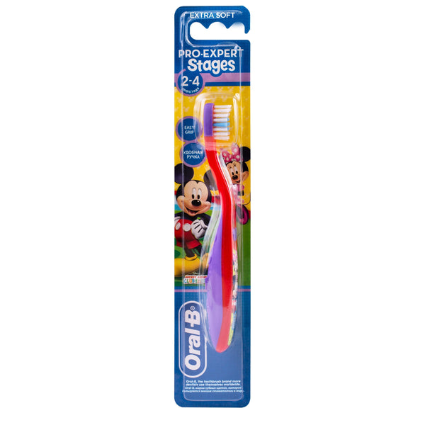 Oral-B Stages Pro-Expert Toothbrush Extra Soft Bristles Disney Characters Ages 2-4, 1 Pc