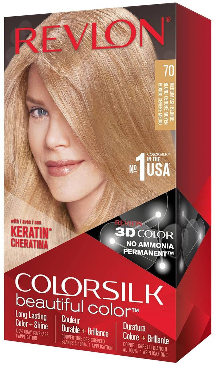 Revlon Colorsilk Permanent Hair Colour Medium Ash Blonde 070 Ammonia-Free Kit