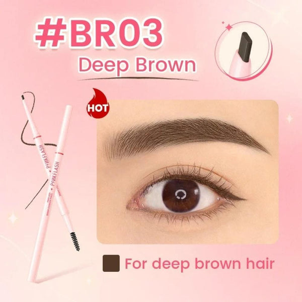 Pink Flash Eyebrow Pencil Angled Tip Built-In Brush BR03 Dark Brown
