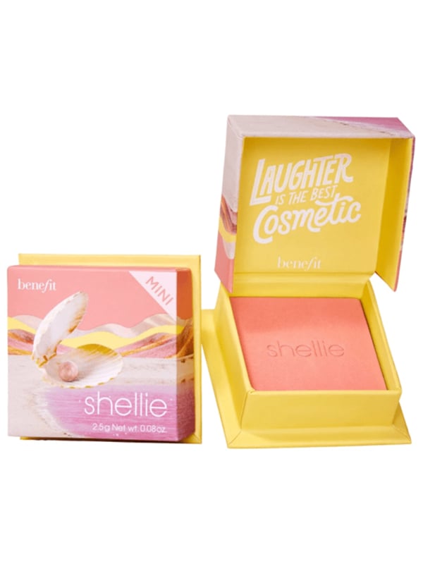 Benefit Mini Blush Shelly Coral Pink Pressed Powder with Mirror