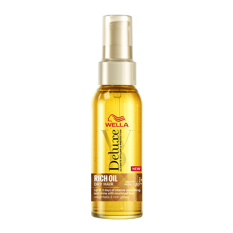 Wella Deluxe Rich Hair Styling Oil for Dry Hair, Silicone-Free, 100 ml