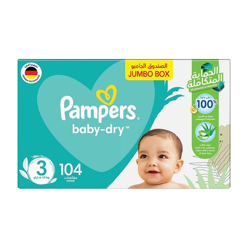 Pampers Active Dry Diapers Size 3 Medium 6-10 kg Jumbo Box 104 Diapers