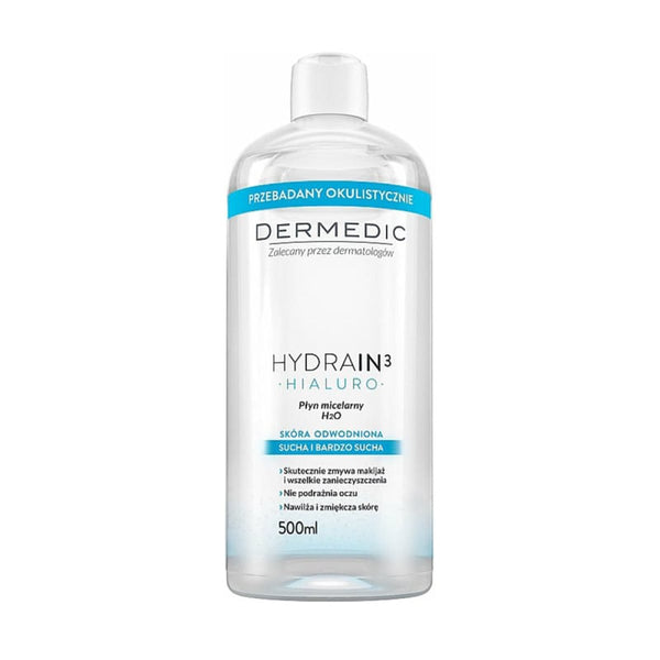 Dermedic Hydrain 3 Micellar Water H2O Hydrating Makeup Remover 500 ml
