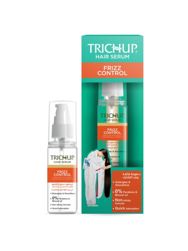 Trichup Anti-Frizz Hair Serum, Lightweight Almond Oil and Vitamin E Formula, 60ml