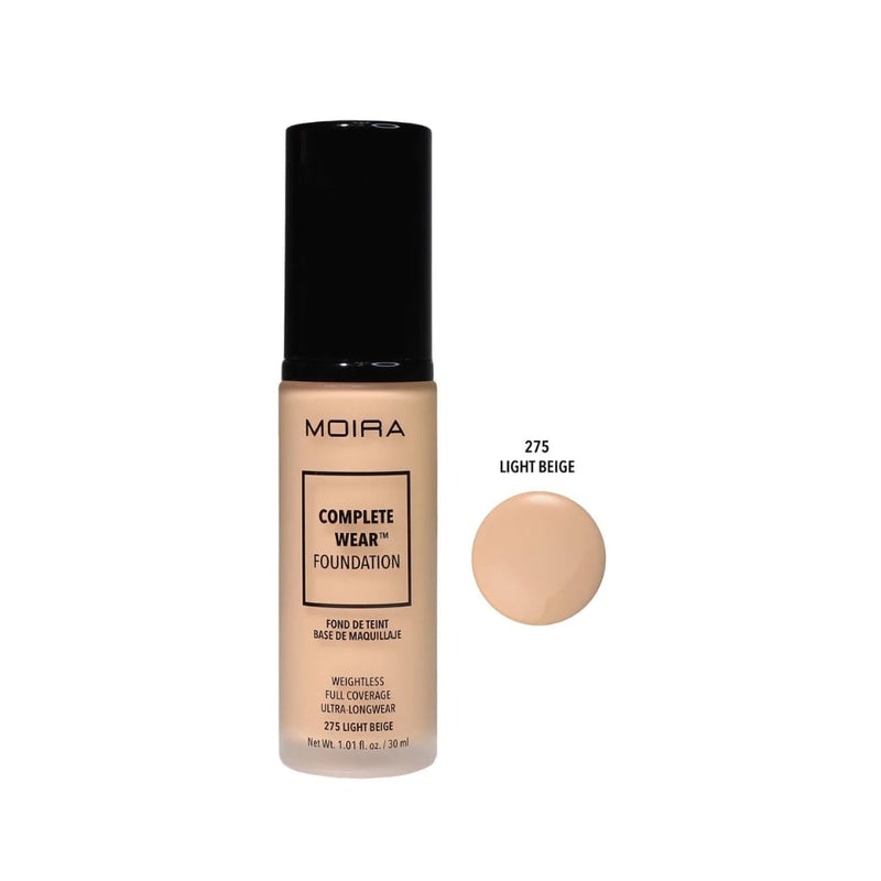 Moira Complete Wear Foundation Natural Matte Finish Niacinamide Peptides 275 Light Beige