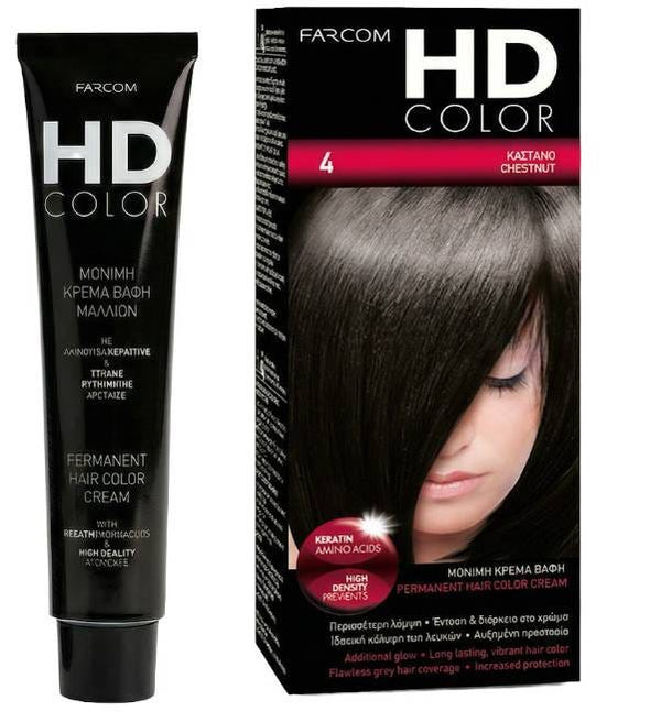 Farcom HD Hair Color Cream Keratin Amino Acids Brown No. 4