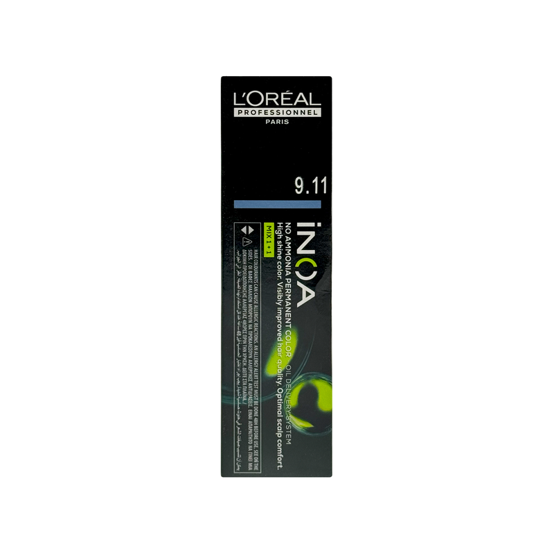 L'Oreal Professionnel Inoa Hair Color Cream 9.11 Ammonia-Free Oil-Based Formula 60g