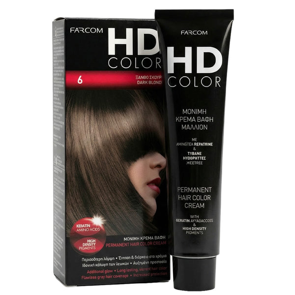 Farcom HD Hair Color Cream Keratin Amino Acids Dark Blonde 6