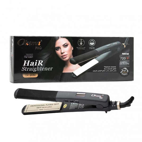 OKEMA Pro Hair Straightener OK-2030 Ionic Technology Digital Display 220-240V