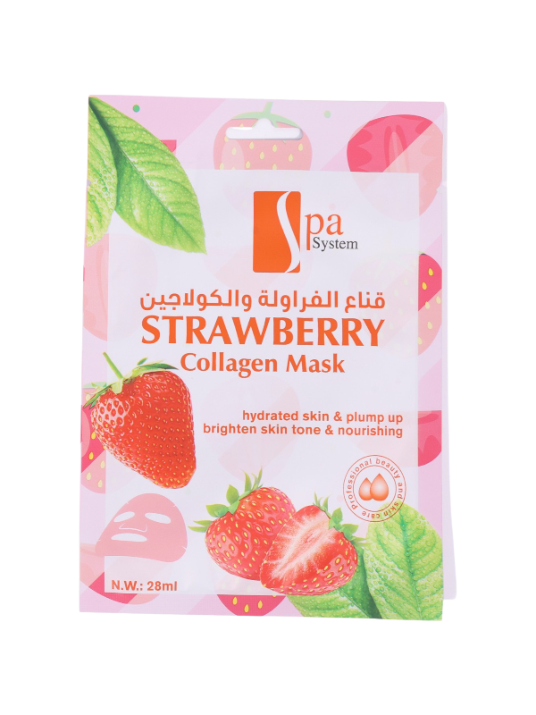 Spa System Strawberry & Collagen Face Mask, Hydrating, 28ml