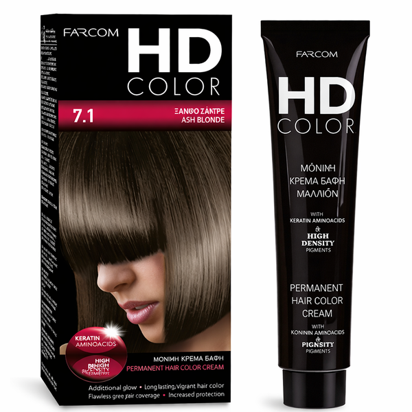 Farcom HD Hair Color Cream Keratin Amino Acids Ash Blonde 7.1