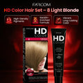 Farcom HD Color Hair Coloring Cream Keratin Amino Acids Light Blonde 8