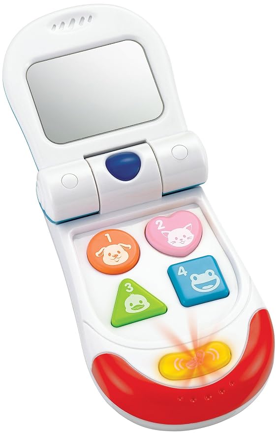 WinFun My Flip Up Sound Phone Musical Toy Phone with Mirror, Teether and Lights for Babies