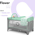 Lionelo Flower 2-in-1 Travel Bed Playpen, Turquoise Blue