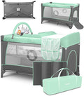 Lionelo Flower 2-in-1 Travel Bed Playpen, Turquoise Blue