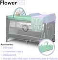 Lionelo Flower 2-in-1 Travel Bed Playpen, Turquoise Blue