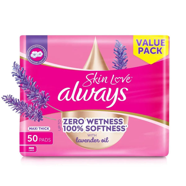 Always Breathable Soft Maxi Sanitary Pads with Wings, Large, 50 Pads