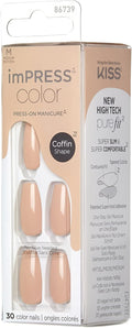 KISS Impress Color Press-On Nails Medium Coffin Latte IMC506C