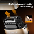 Kemei KM-3209 Rechargeable Facial Hair Trimmer, Floating Head, Stainless Steel Blade, Cordless Grooming Tool
